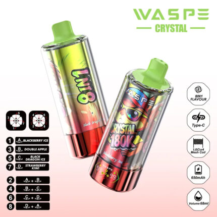 WASPE Crystal 180K | 8-in-1 - Strawberry Kiwi & Watermelon lce